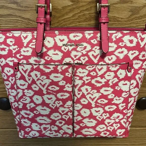 Michael Kors Red and Cream Tote Bag - Picture 3 of 5